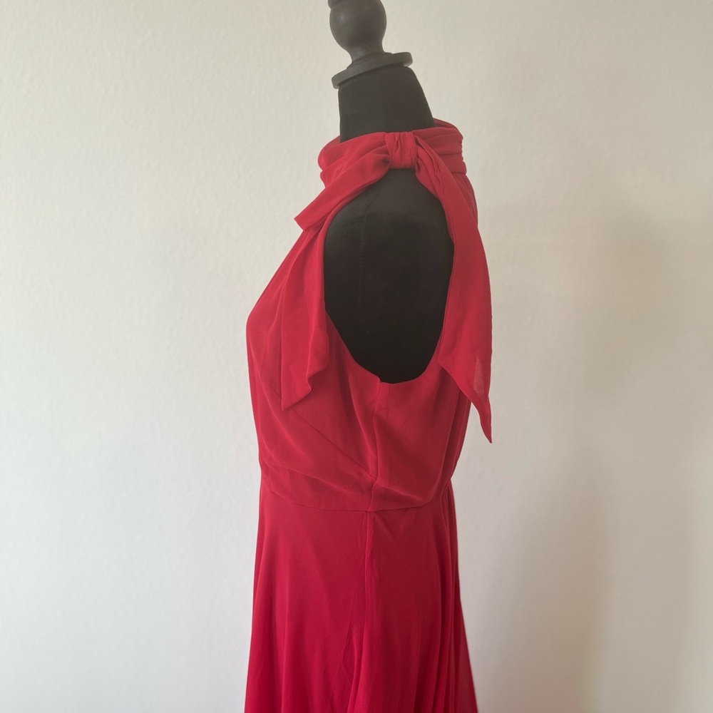 NWT-White House Black Market—-HiLo Maxi Dress-Color is Red Rose - Picture 4 of 7